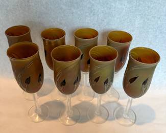 Craig Zweifel "Bleeding Heart" Art glass goblets