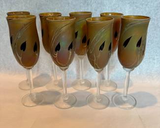 Craig Zweifel "Bleeding Heart" Art glass goblets