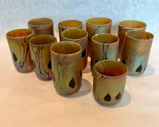 Craig Zweifel "Bleeding Heart" Art glass tumblers