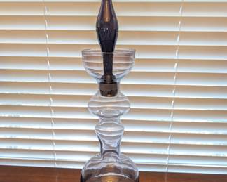 Blenko decanter in Lilac 5929-s likely from 1960. Lilac was discontinued in this pattern after 1960