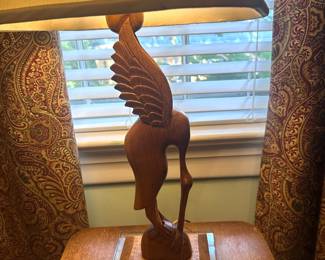 Hand Carved Wood Lamp