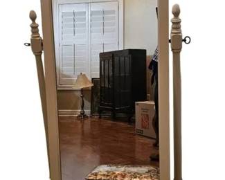 Vintage Ethan Allen Ivory Painted Swivel Cheval Floor Mirror... Nice Piece
