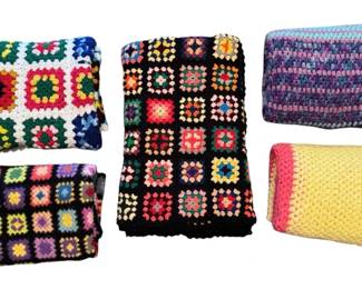 Cozy Lot of Vintage Handmade Crocheted Afghans  Blanket Throws