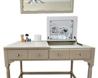 Ethan Allen Vintage Makeup Vanity Desk  Matching Mirror... These Tops are Durable  Time Tested