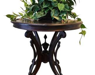Antique Late Victorian Solid Mahogany SScroll and Spindle Accent Table