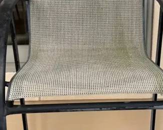 5Piece Outdoor HighTop Patio Dining Set  Glass Top Table  4 Sling Barstools