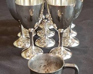 Vintage Sterling Silver International Cup  Set of SilverPlated Goblets