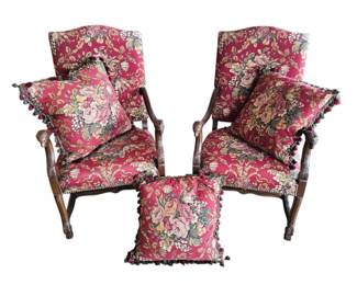 Vanguard Furniture Traditional Tapestry Accent Chairs Set with Three Pillows