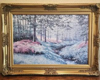 Trio of Fine Art  Lavish Gold Framed Work