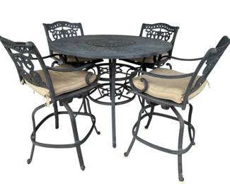 Cast Aluminum HighTop Patio Dining Set  Convertible Beverage Basin... Nice One