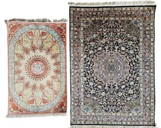 HandMade Miniature Floral  Medallion Accent Rug Set 2Piece Lot