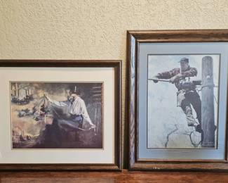 Vintage Framed Telecommunication Art Prints Norman Rockwell  Thornton D. Skidmore