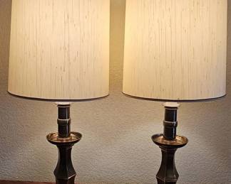 Vintage Stiffel Solid Brass Hollywood Regency Table Lamps