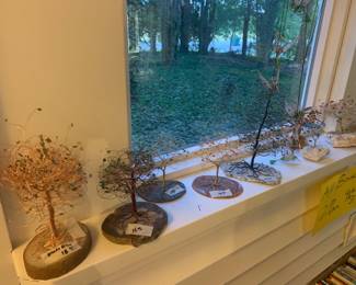 Hand Made copper wire trees with stone base