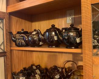 Enamelware Teapots and Sugar and Creamers