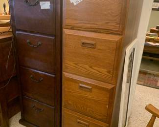 Solid Oak and Mahogany File Cabinets