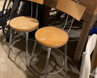 Vintage Mid Century workbench industrial stools