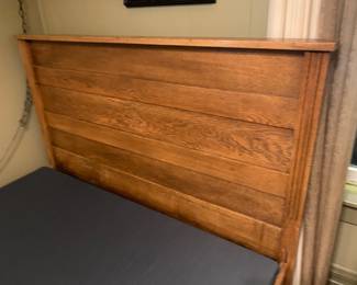 Antique Oak Full Size Bed Headboard and Footboard