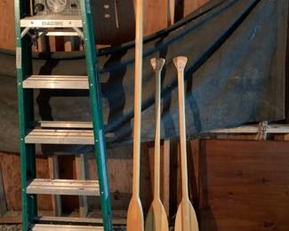 Fiberglass Step Ladder, Canoe Oars
