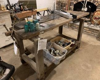 Antique wooden workbench