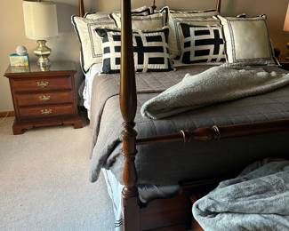 $1000 - 4 post bed frame, 2 night stands and Dresser/Mirror