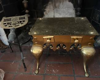 Antique English Victorian Brass Fieplace Footman Kettle Trivet