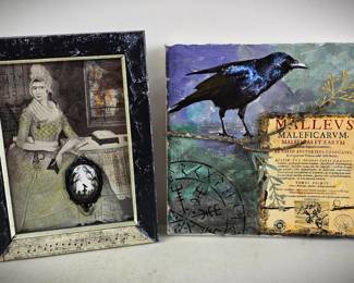 8" Witchcore Wiccan Wall Art Collage Assemblage Hand Colored Local Artist