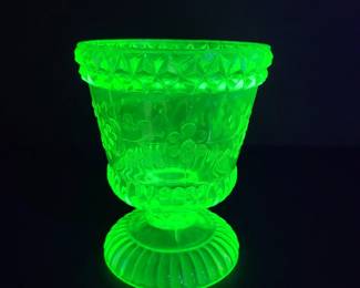 Uranium Vaseline Glass UV Reactive Spooner Goblet Ornate