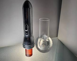 Ray O Vac Atomic Bullet Torpedo Chrome Flashlight Theater Ushers Space Age Decor +Lucite Vase