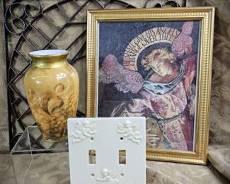 Guardian Angel Gothic Ornate Decor Gold Black Memento Mori