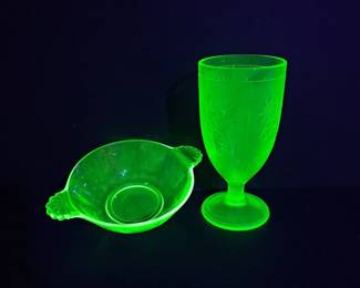 Uranium Glass UV Reactive Decor Wine Goblet Bowl