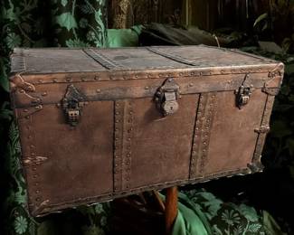 c1870 M Meier Steamer Trunk Dark Academia ES Wheeler Soo Locks History Sault Ste Marie
