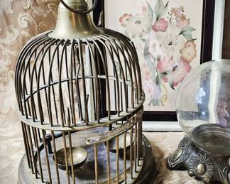 13" Brass Bird Cage Gothic Dark Academia Decor WitchCore