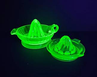Uranium Glass Citrus Reamers UV Reactive Décor