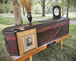 c1860 Corpse Cooler Ice Casket Civil War Era Coffin Window Complete Antique Funeral Mortuary