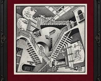 Surreal Staircases 1970 Print MC Escher Relativity Pre-Liminal Art Ready to Frame