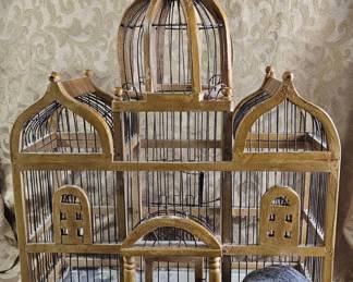 25" Vintage Gothic Cathedral Bird Cage Gold | Imprison Dark Thoughts