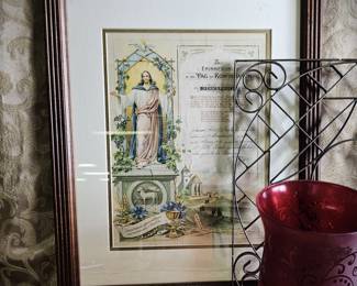 1913 German Confirmation Certificate Ink Script Dark Academia Lithograph