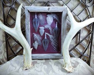 Arrowhead Shadow Box Deer Antlers Vulture Culture Oddities