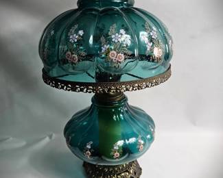 23" Teal Parlor Lamp Floral Accents Nightlight Gothic Fairy Décor