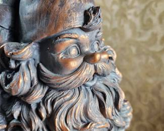 18" Bronzed Garden Gnome Marching With Suspicious Intentions