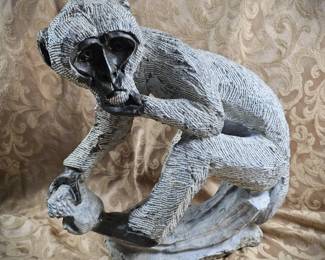 16" African Springstone Carved Monkey Sculpture Shona Vervet 30lbs+