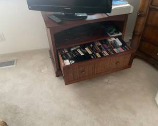 Tv table part of bedroom set, VCR tapes FILL A BAG
