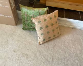 Throw pillows fill a bag