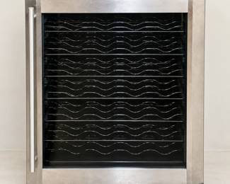 Stainless-Trim Wine Fridge with Glass Door and Bottle Racks