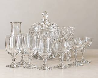 Assorted Glassware with Lidded Glass Containers