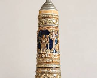 Tall Ceramic Vessel with Horse Design