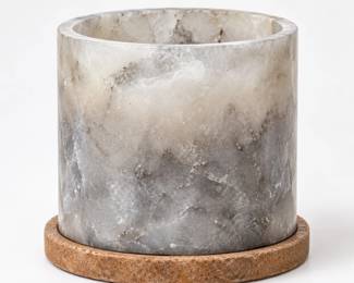 Gray Marbled Vessel with Round Base