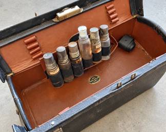 Vintage Leather Doctor’s Bag with Glass Medicine Bottles