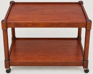 Two-Tier Wooden Rolling Cart